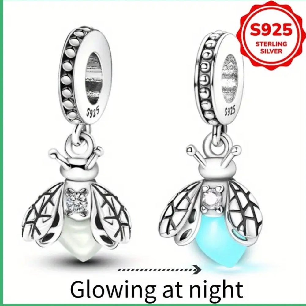 925 Firefly Glows In Dark Charm - Picture 3 of 5
